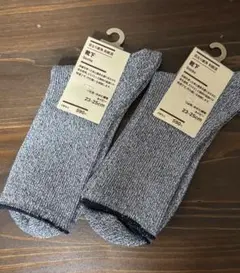 無印良品 婦人　足なり直角　和紙混靴下２３～２５ｃｍ・ネイビー2点セット