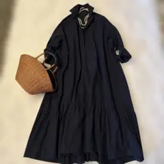 vm ヴーム パラスパレス フレアシャツワンピース オープンカラー 貝