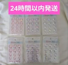 セリア　デコレーションシール ハート クリア ピンク パープル 6つセット