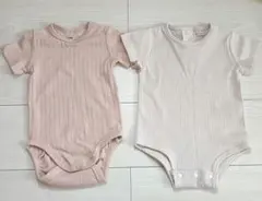 H&M(6〜9M) & petit main(80) リブロンパース 2点セット