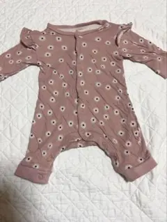 フリル付き花柄ロンパース ピンク　ブリーズ