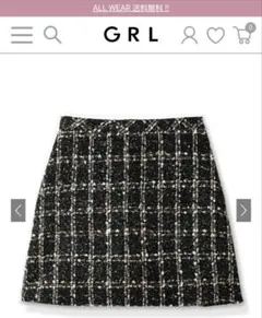 GRL インパン裏地付ツイード台形ミニスカート[cu317]