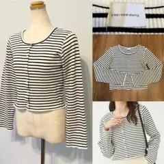 UNITED ARROWS グリーンレーベル　ボーダー　ショートカーディガン