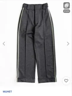 MUHET パンツ ライン入りストレートパンツ レディース メンズ