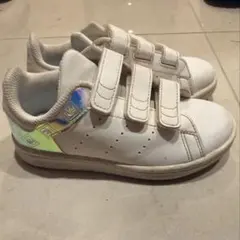 美品】アディダス スタンスミス キッズ 17.5cm オーロラ マジックテープ