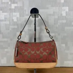 Coach コーチ アクセサリーポーチ レッド ベージュ シグネチャー 6094