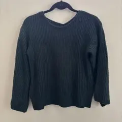 earthmusic&ecologyダークグリーン 2WAYリブ編みセーター F