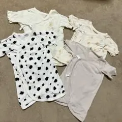 ベビー肌着4着セット 春夏 新生児 50-60 くま 牛 無地