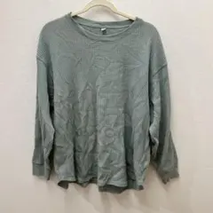 ユニクロ　ワッフルクルーネックT グリーン