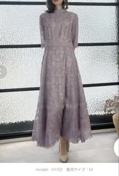 新品・タグ付 ラベンダー レース Aライン パーティードレス　ハシゴレース