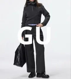 【GU】 ヘリンボーン　タックワイドパンツ Lサイズ　美品