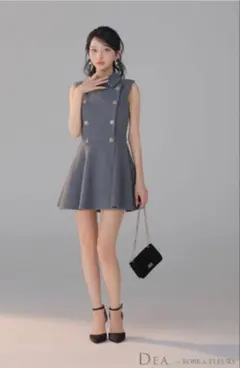 DEA. ディア バイ ローブドフルール 襟付きノースリーブダブルボタンフレア