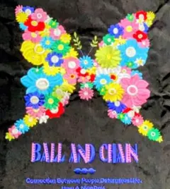 BALL AND CHAIN 蝶の刺繍　エコバッグ Mブラック