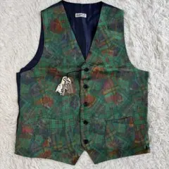 (未使用タグ付) ベヴィラクア チェック ジレ ベスト イタリア製