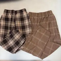 GU チェック柄 ロングパンツ 2枚セット 120cmのサムネイル