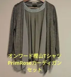 大きいサイズ2点セット　PrimRose カーディガン・オンワード樫山Tシャツ