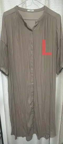 シャツワンピース ベージュ Lサイズ