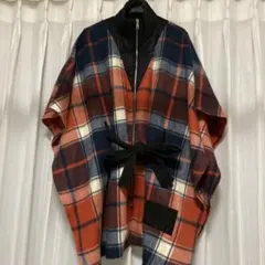 desigual チェック柄ポンチョアウター