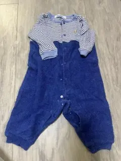 familiar ストライプロンパース 青　60-75cm