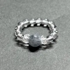 BR998 天然石 ビーズリング ブルールチルクォーツ シルバーオーラ