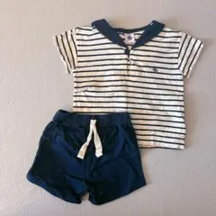 PETIT BATEAU＊セーラーカラー ボーダーセットアップのサムネイル