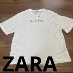 ザラ　ZARA タグ付き　Tシャツ ホワイト　Lサイズ　カットソー　半袖