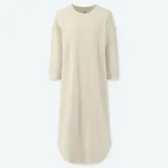 UNIQLOユニクロワッフルクルーネックワンピース L アイボリー ホワイト
