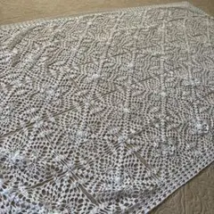 ④ハンドメイド　レース編み　ドイリー ホワイト　花柄　長方形