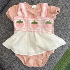女の子80サイズ・ロンパース・ビスチェ2点セットいちご柄