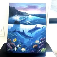 希少！！ラッセン　絵　画　立体　複製画 ラッセン ミニアート「マウイ ホエール ソング」額縁 2種展開 絵画