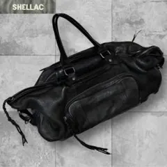 Y2K SHELLAC ボストン ドラムバッグ 本革 ベルト ギミック レザー