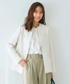 grove ノーカラージャケット ホワイト