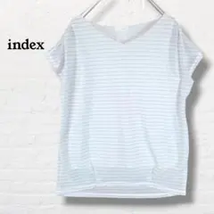 index フレンチスリーブ ブラウス 細ボーダー タック入り【M】ラメ入りのサムネイル