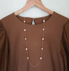 8㎜＆10㎜コットンパールのステーションネックレス