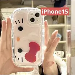 iPhone15 iPhoneケース スマホケース　キティ　透明　クリア　リボン