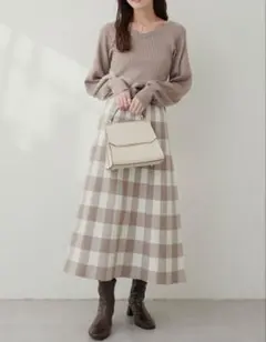 natural couture チェックジャガード2WAYニットワンピース