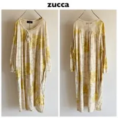 zucca ズッカ 花柄 カットソー ワンピース M ベージュ イエロー