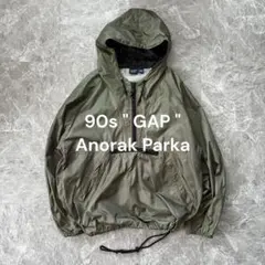 90s OLD GAP アノラックパーカーオリーブ ドローコード 古着 Lカーキのサムネイル
