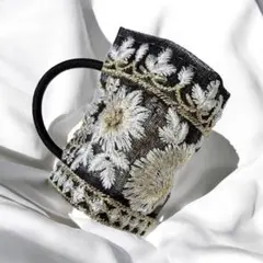 インド刺繍リボンのヘアゴム