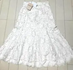 新品タグ付き ✨ アプワイザーリッシェ 総レース フレアスカート ホワイト