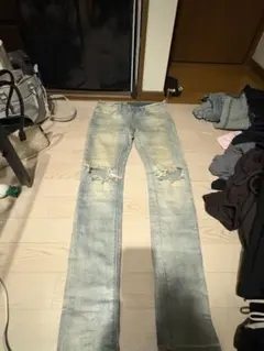 mnml ダメージ加工 ライトブルー デニム