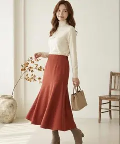 【美品】ナチュラルビューティーベーシック　キレイ色スカート