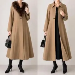 美品 FOXEY ダズルフェイス カシミヤ ロングリバーコート フォックスファーのサムネイル