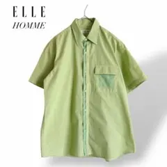 ELLE HOMME 半袖シャツ L ライトグリーン ギンガムチェックのサムネイル