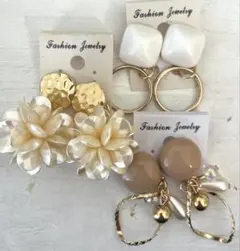 3点セット　541 ハンドメイド　樹脂　金属　ピアス　イヤリング　まとめ売り
