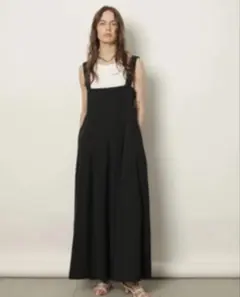 最終価格‼︎ 美品 ＜conte＞サテン サスペンダー ワイドパンツ 36
