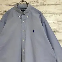 Ralph Lauren 刺繍 ナイロン混 馬 ラルフローレン 青シャツ BD