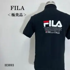 【極美品】フィラ ポロシャツ 半袖 ブランドロゴ刺繍 バックプリント Sブラック
