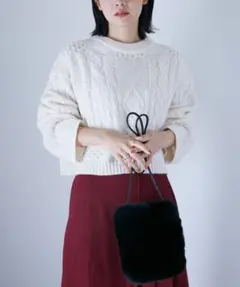 ナノ・ユニバース　クロップドケーブルニットトップス