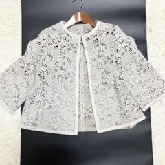 美品✨ダーマコレクション ノーカラージャケット パンチングラムレザー ペイズリーのサムネイル
